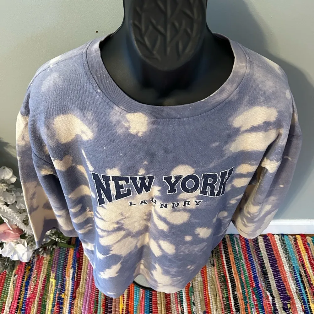 New York Laundry Sweatshirt Tie Dye Crewneck NYC Pullover Blue Medium - Image 5