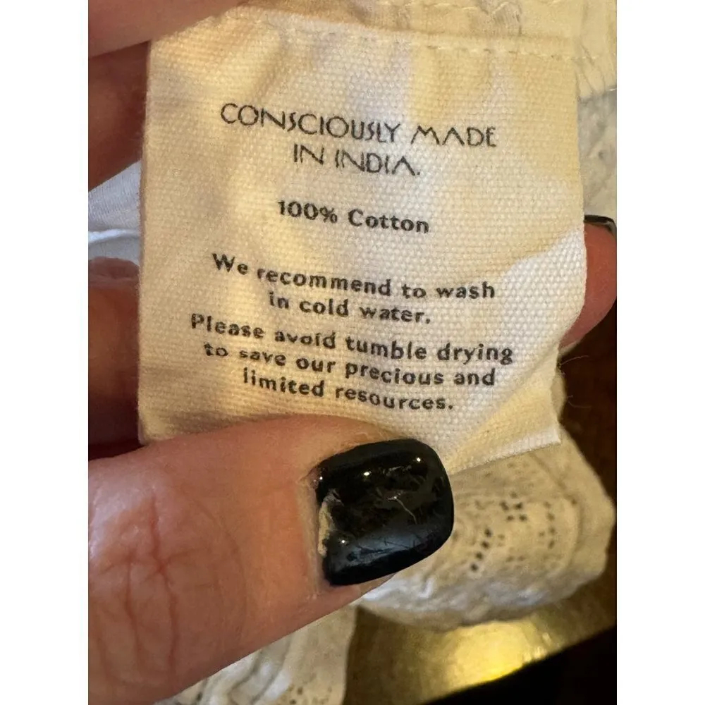 Maia Bergman Mery Dress‎ Womens Large White Eyelet Lace Ruffle Boho Tiered Mini - Image 12