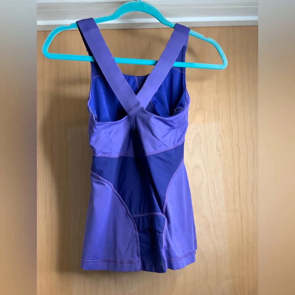 Lululemon Purple and Navy Mesh Back Tank Top.     Size-6 - Image 3
