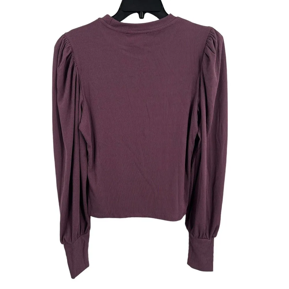 Lulus Purple Ribbed Long Sleeve Top Medium New - Image 3