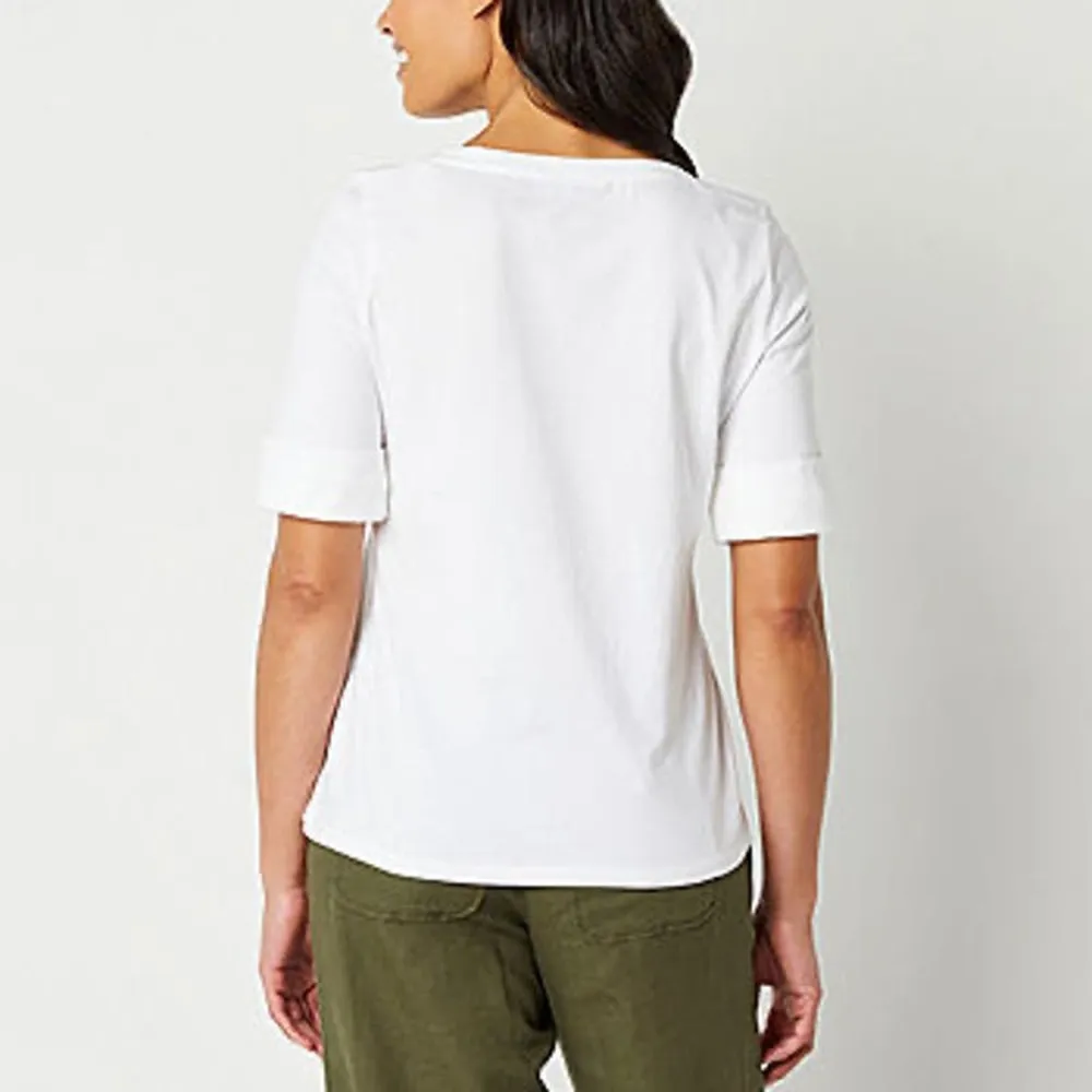 Liz Claiborne Womens Boat Neck Short Sleeve T-Shirt size XL  (b45) - Image 3