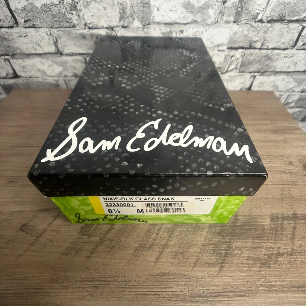 EUC Sam Edelmen Nixie Black Glass Snake Heels Size 8.5 IN BOX - Image 15