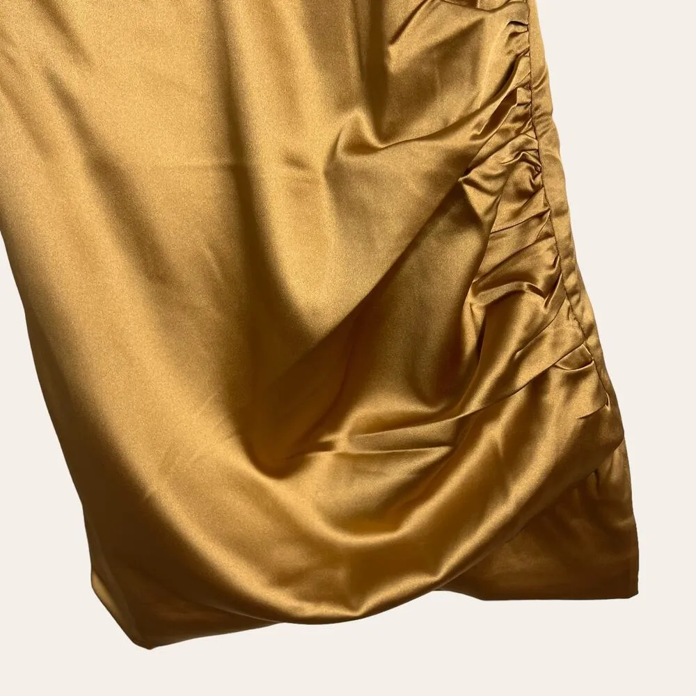 Naked Wardrobe The Statement Gold Bustier Strapless Fitted Mini Dress Sz XS NWT - Image 4