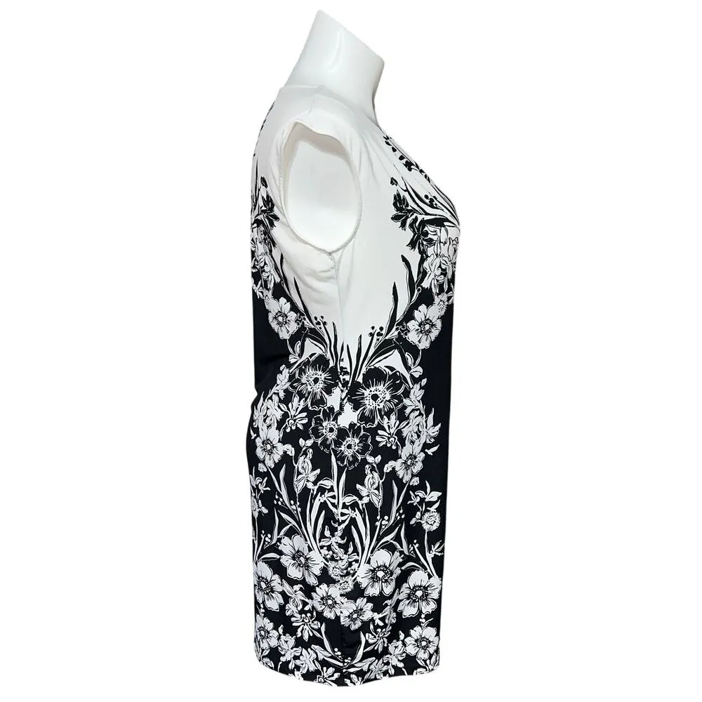 Apt 9 Womens Sheath Dress Floral Print Black White Pullover Capped Sleeve XL - Image 6