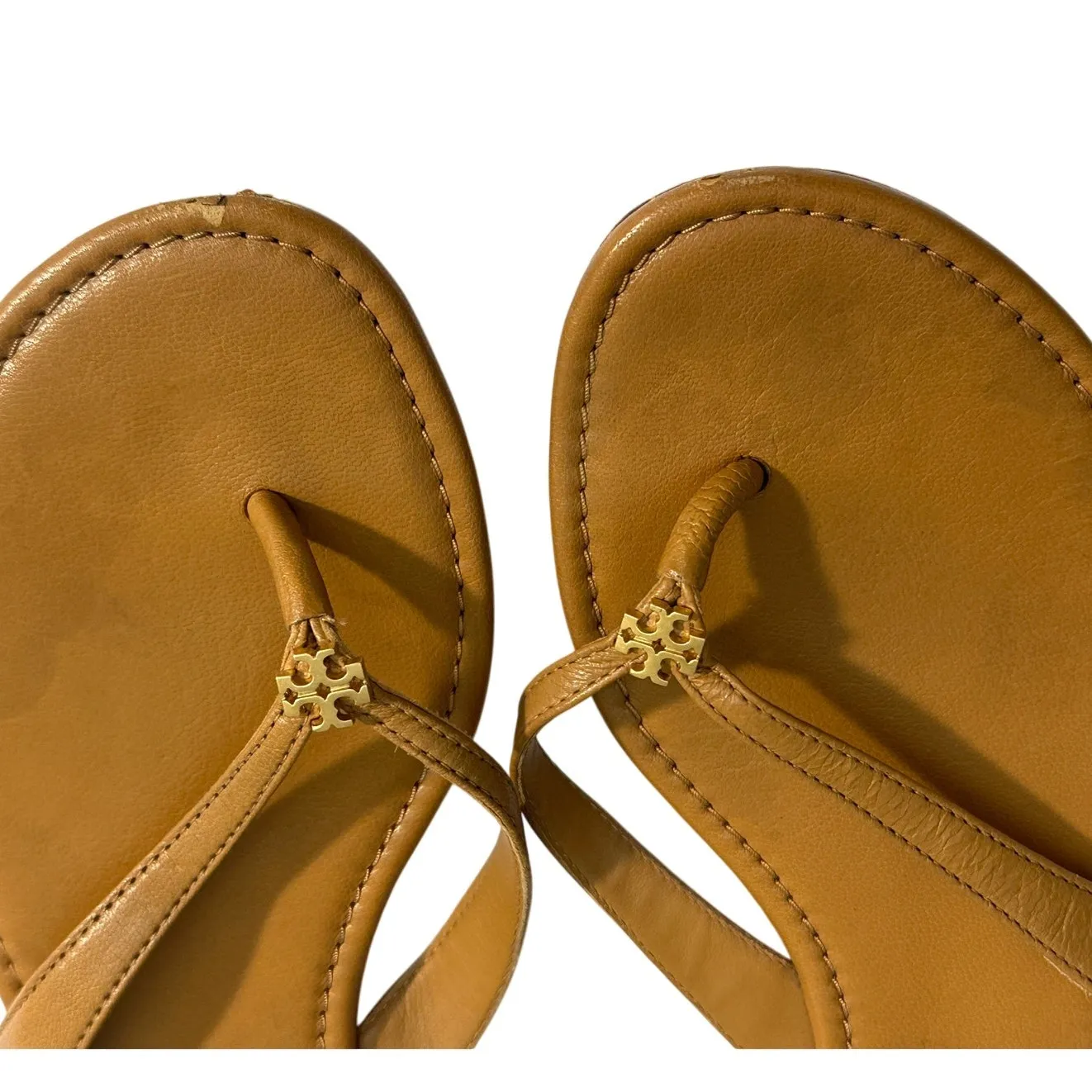 Tory Burch Classic Flip Flop Caramel Corn Brown Leather size 6 - Image 7