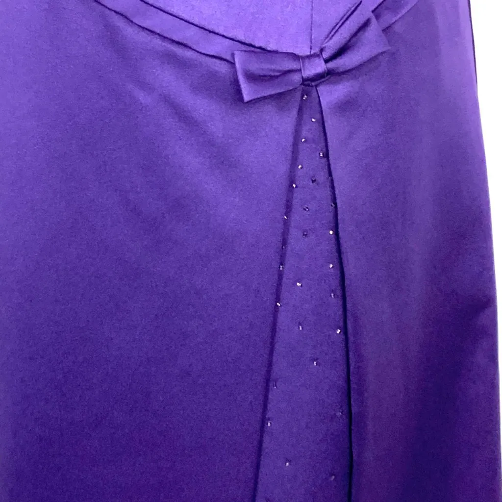 Mori Lee Madeline Gardiner Purple Satin Midi Evening Dress 5/6 Bridesmaid Party - Image 5