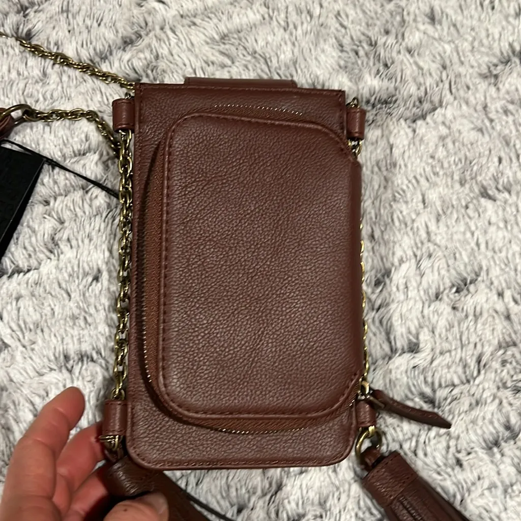 Rachel Zoe vintage leather phone crossbody bag with tassels & mini wallet NWT - Image 9