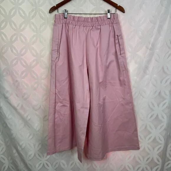 Taylor J Cotton Culotte Pants Pink Elastic‎ Waist Wide Leg S NWT - Image 9