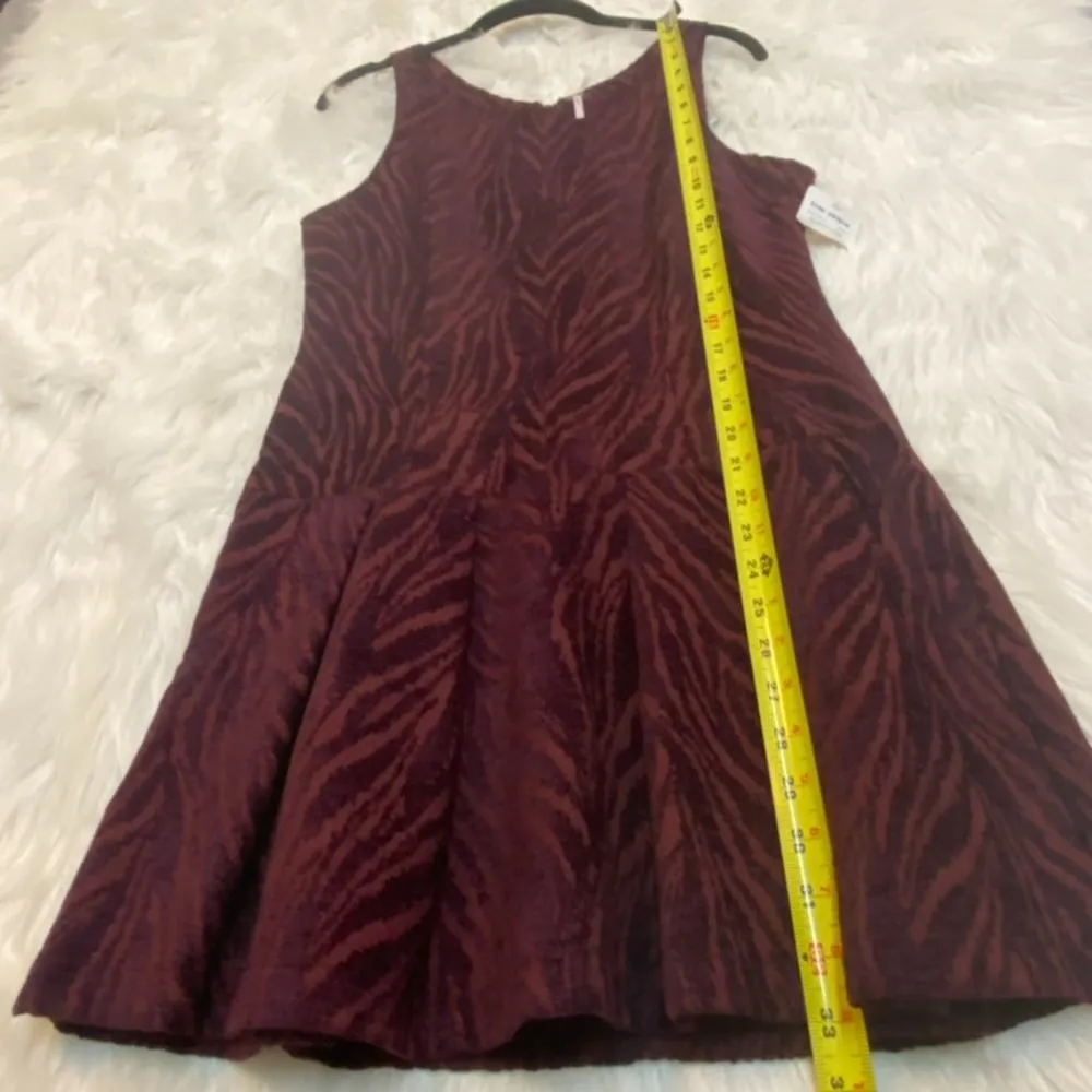 Free People Mulberry Combo Mini Dress Drop Waist Zebra Print Size 6 NEW - Image 11