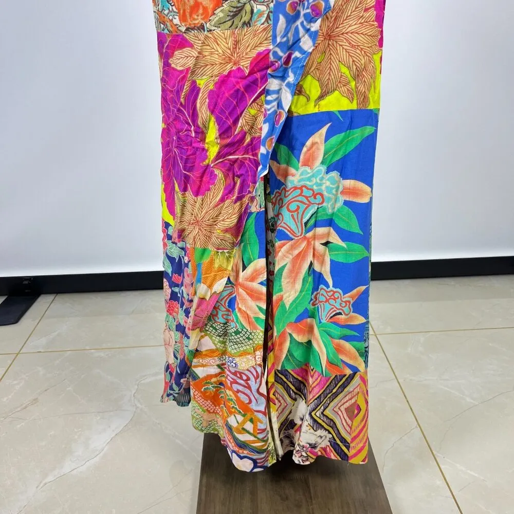 NWOT Johnny Was Soft Side Wrap Pants Womens Size L Multicolored Tropical Pull on - Image 5