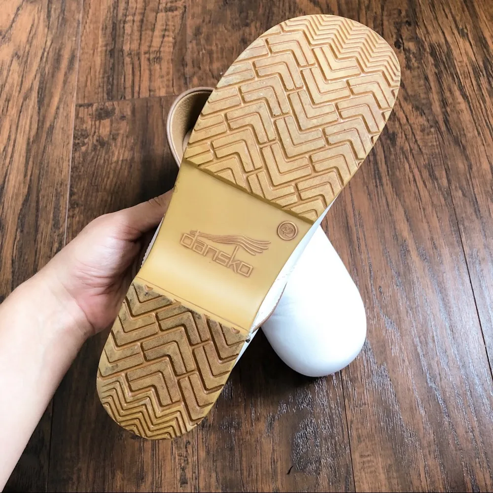 Dansko • Twin Pro Leather clogs white hand painted bicycle heart print - Image 12