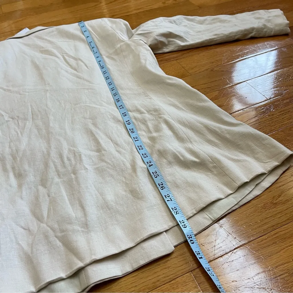 MANGO Women’s off white double breasted linen blend casual pant suit Sz US 12 - Image 5