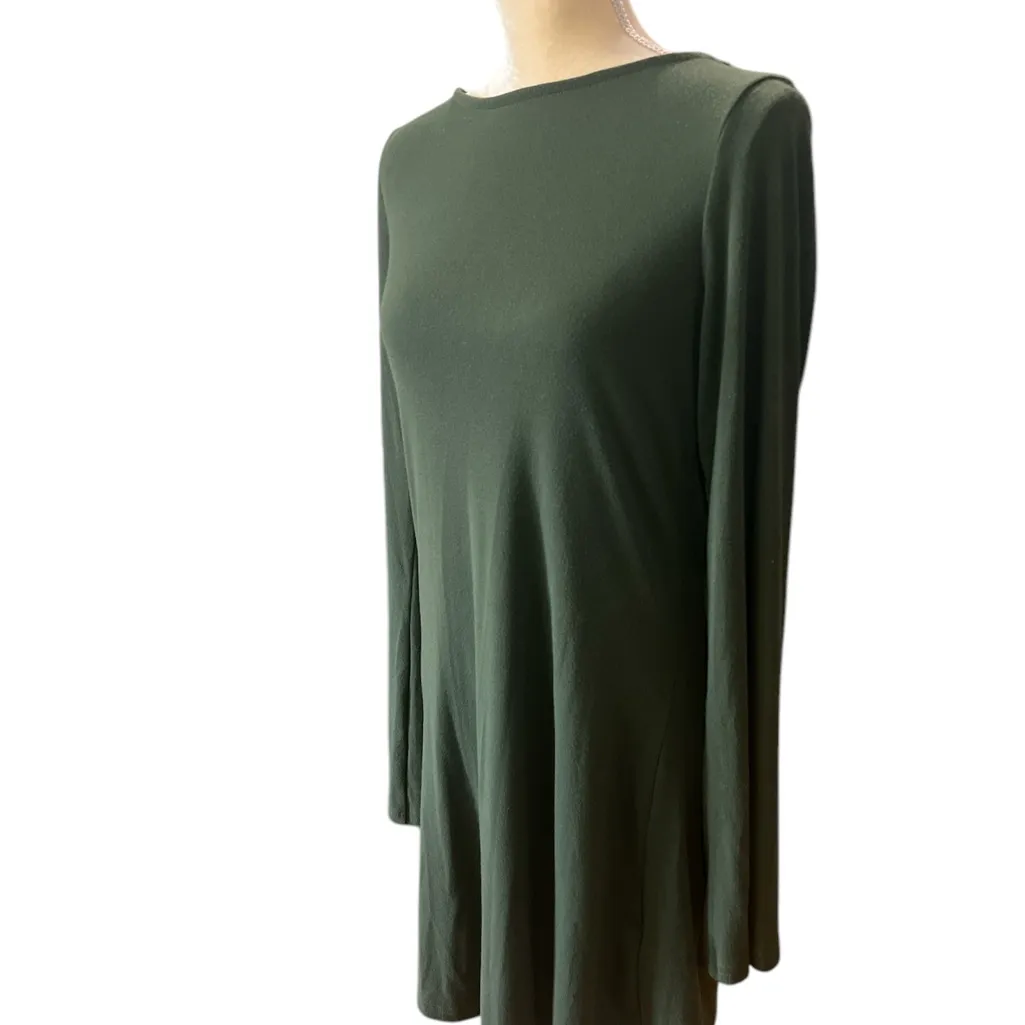NWOT Free People Beach Chic‎ Forest Green Long Sleeve Open Back dress size large - Image 2