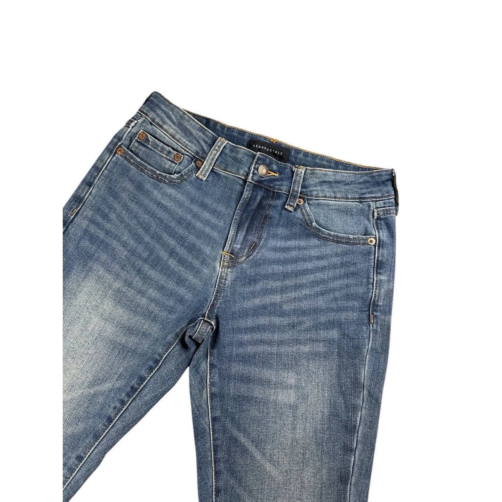 Aeropostale Super Skinny Performance Jean Mid Rise Size 27/28 Stretch Boho Blue - Image 2