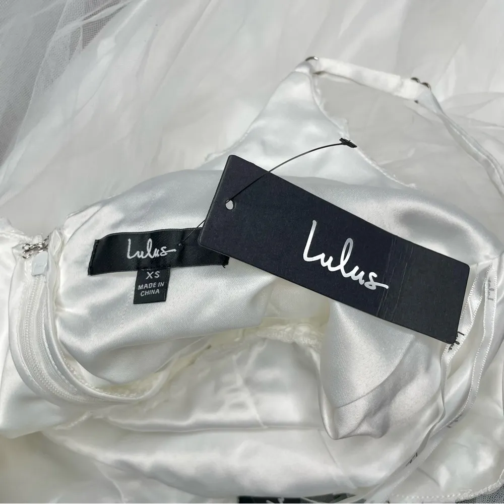 Lulus Graceful Beauty White 3D Floral Tulle Sleeveless Maxi Dress XS NWT - Image 5