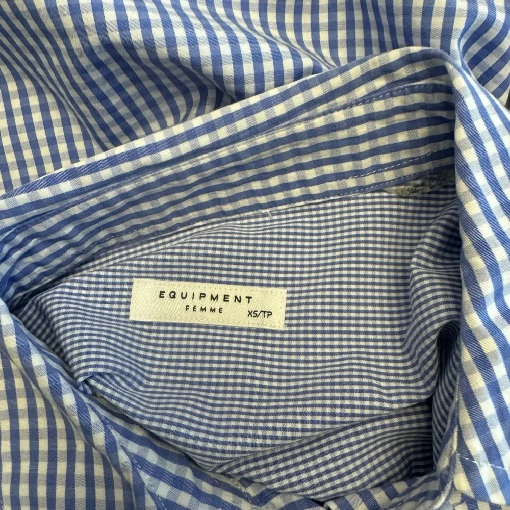Equipment  - Blue & White Gingham Button-Down Blouse Sz XS - Image 5