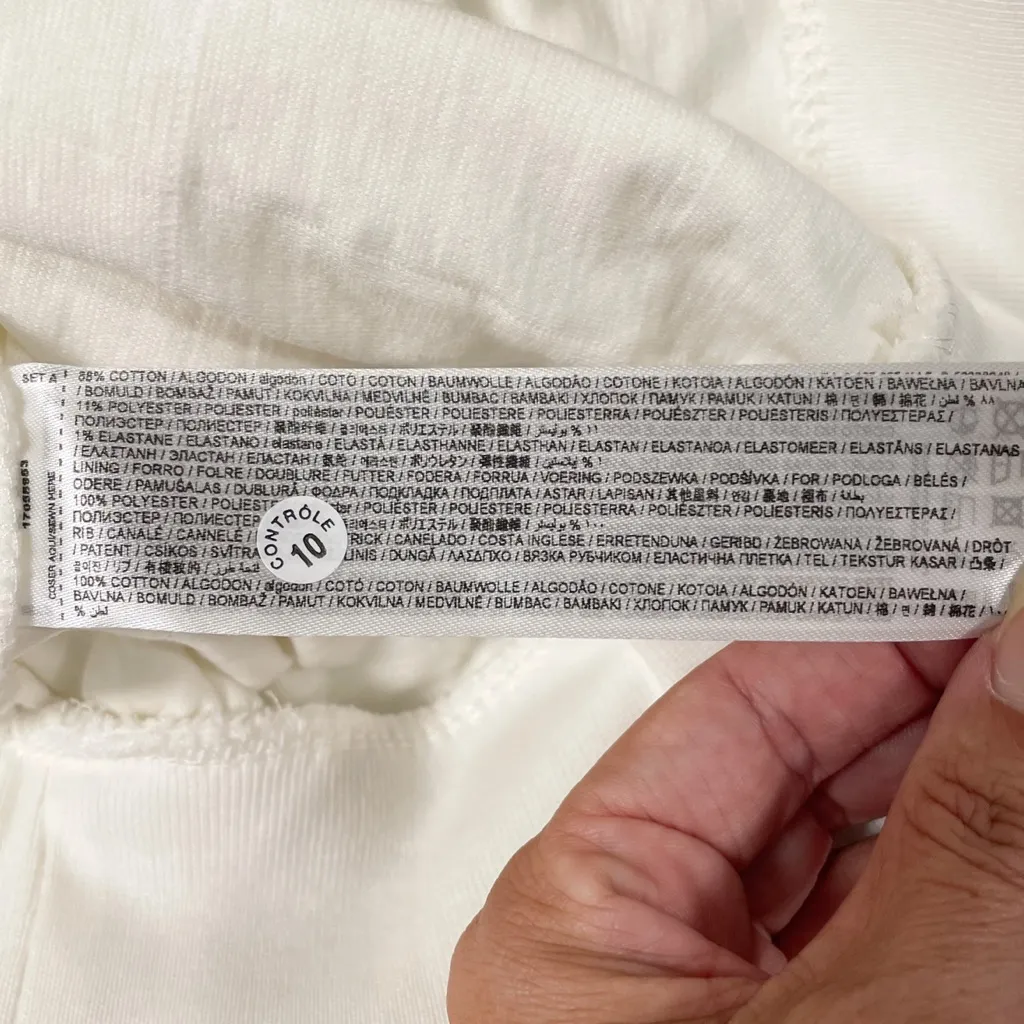 Mango MNG Ivory Quilted Wrinkled Pullover Long Sleeve Oversized Top NWT Small - Image 8