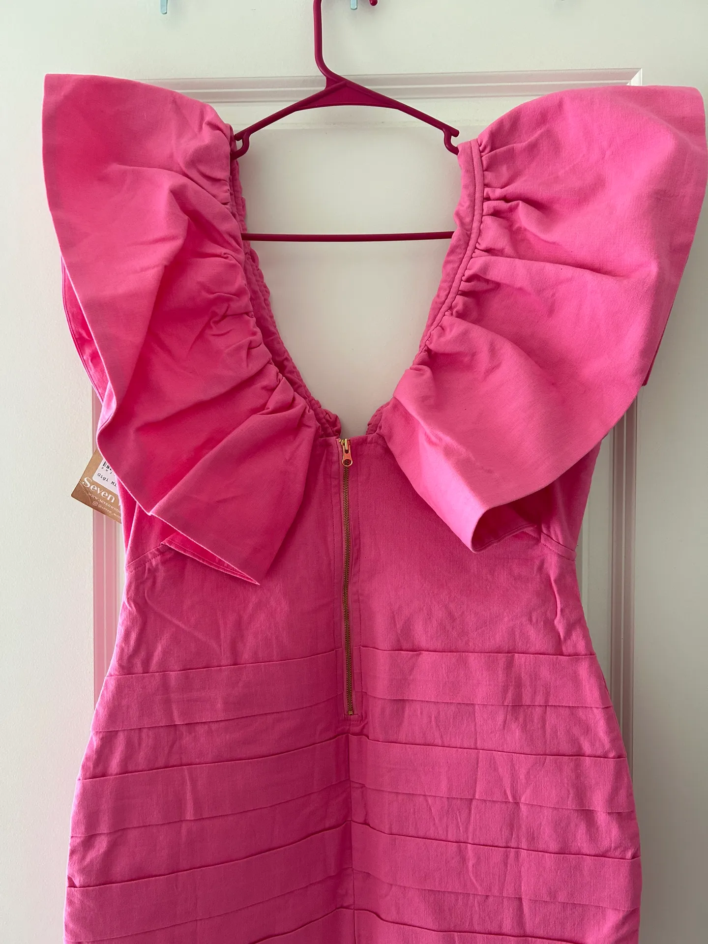 Pink Flutter Sleeve Dress - Image 3