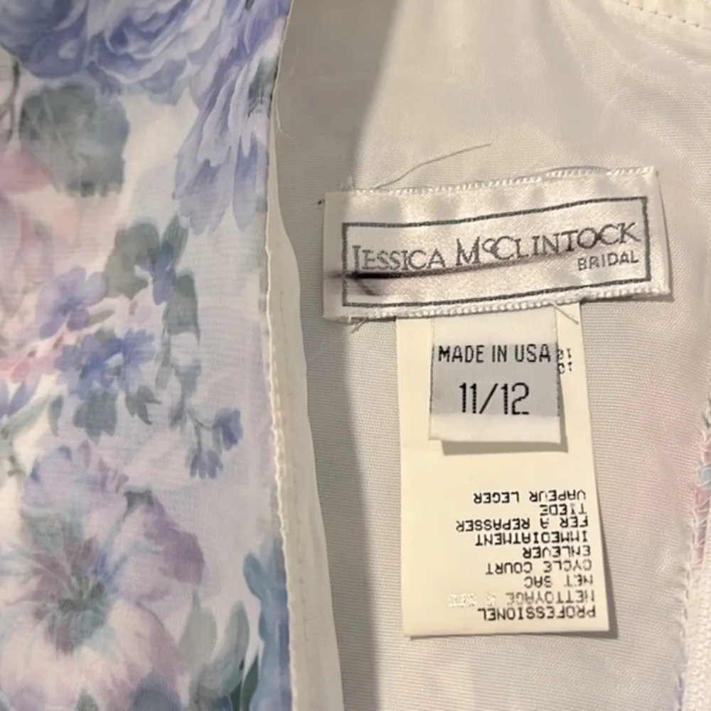 Vintage Jessica McClintock Floral Garden Lace Trim Maxi Prom Bridesmaid Dress - Image 8