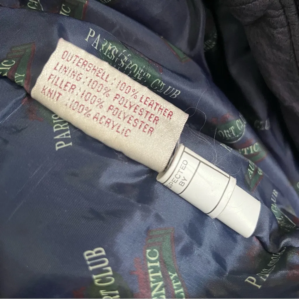 Purple Vintage Leather Paris Sport Club Bomber Jacket Size S - Image 10