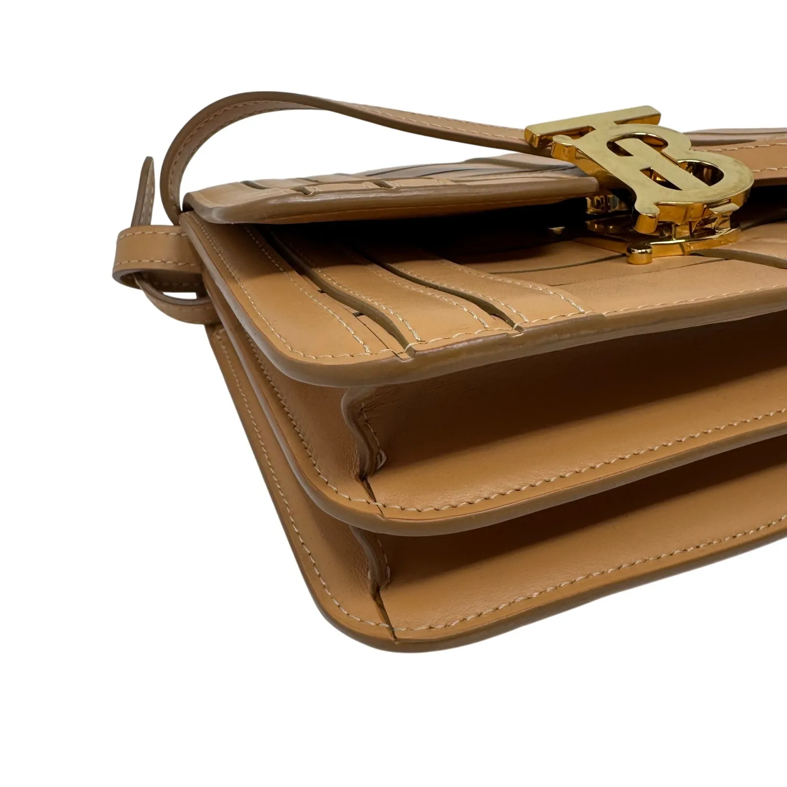 Burberry Small TB Bag Tan Leather Crossbody with Gold TB Logo — with Dust Bag - Image 12