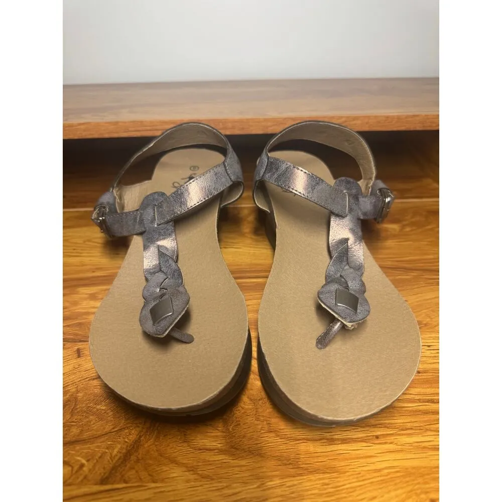 Corkys Hipster Wedge Sandal Women 9 Braided Thong Brushed Bronze Metallic Shoe Brown - Image 8