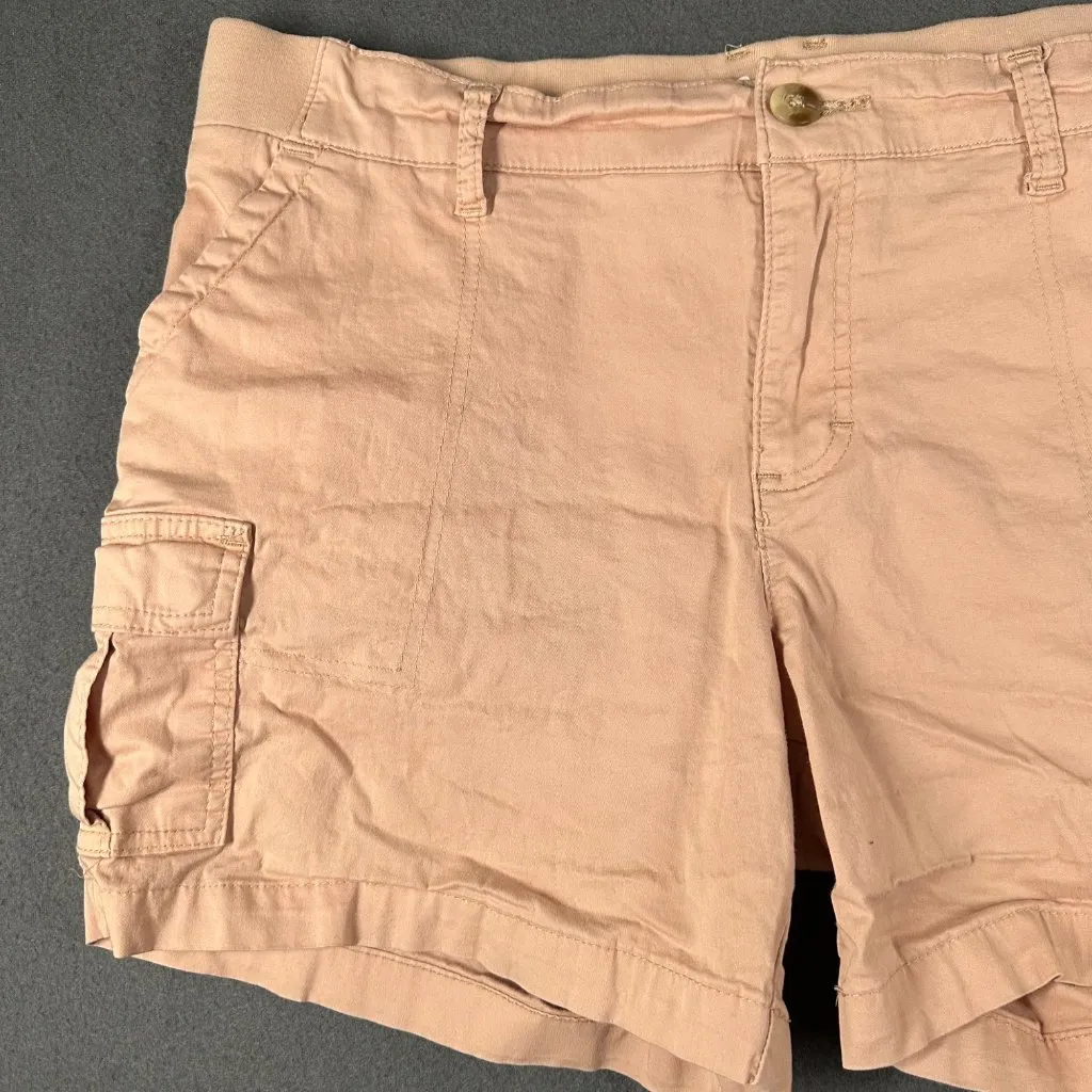 Lee Womens‎ 12 M Light Pink Mid Rise Flat Front Cargo Pocket Shorts 4.5" Inseam - Image 3