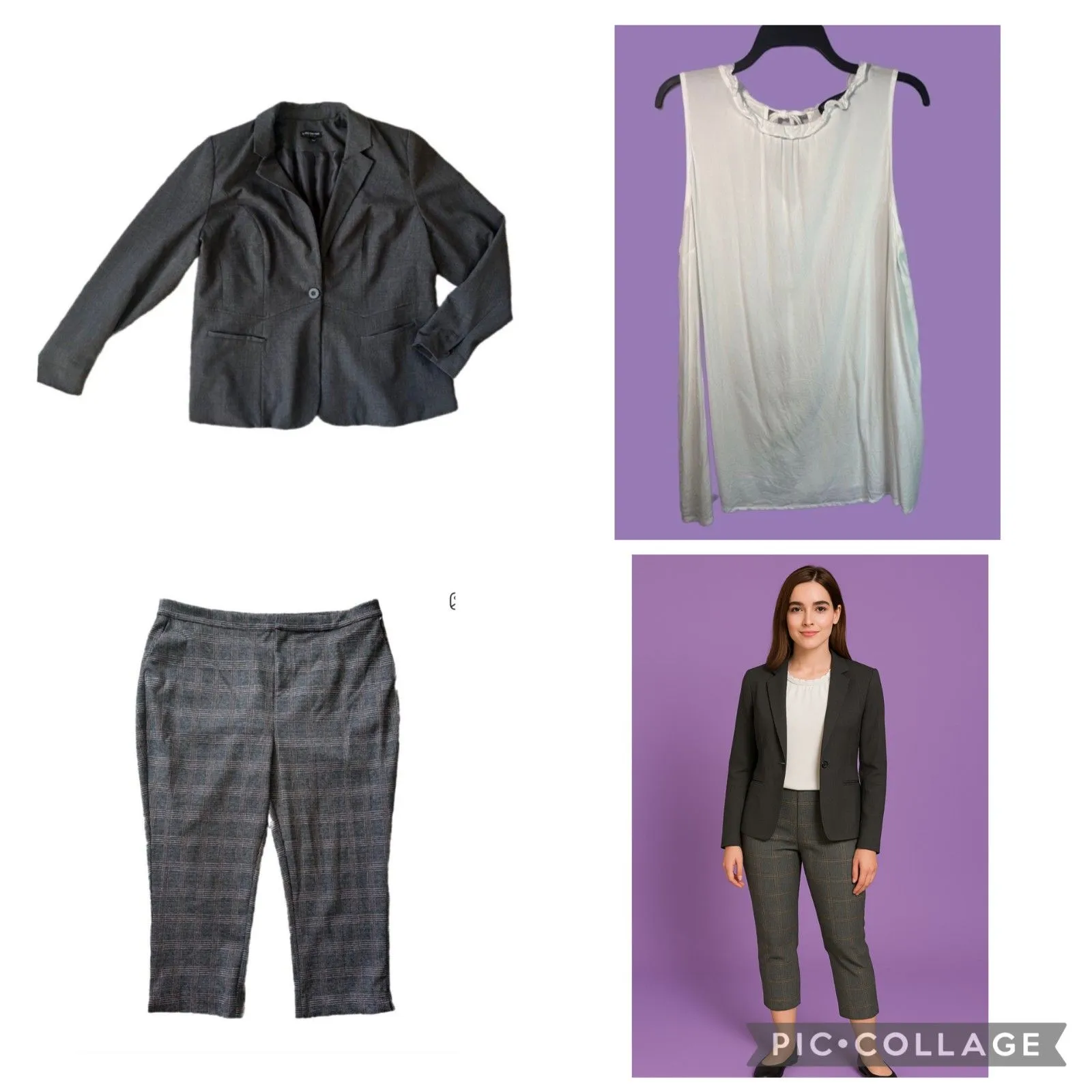 Modcloth  plaid high rise crop pants GRAY SIZE 18 - Image 4