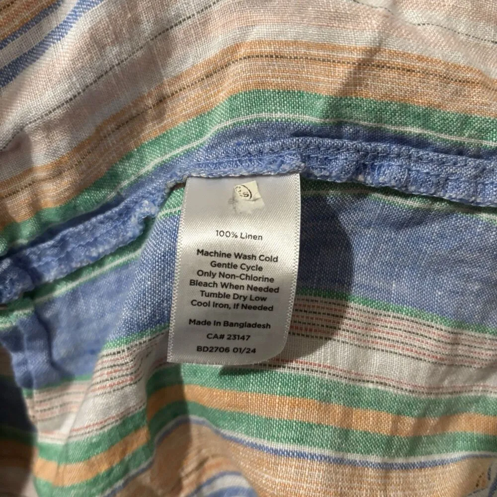 Talbots Top Womens XL Multicolor Stripe Boho Line Button Up Collared Blouse - Image 8