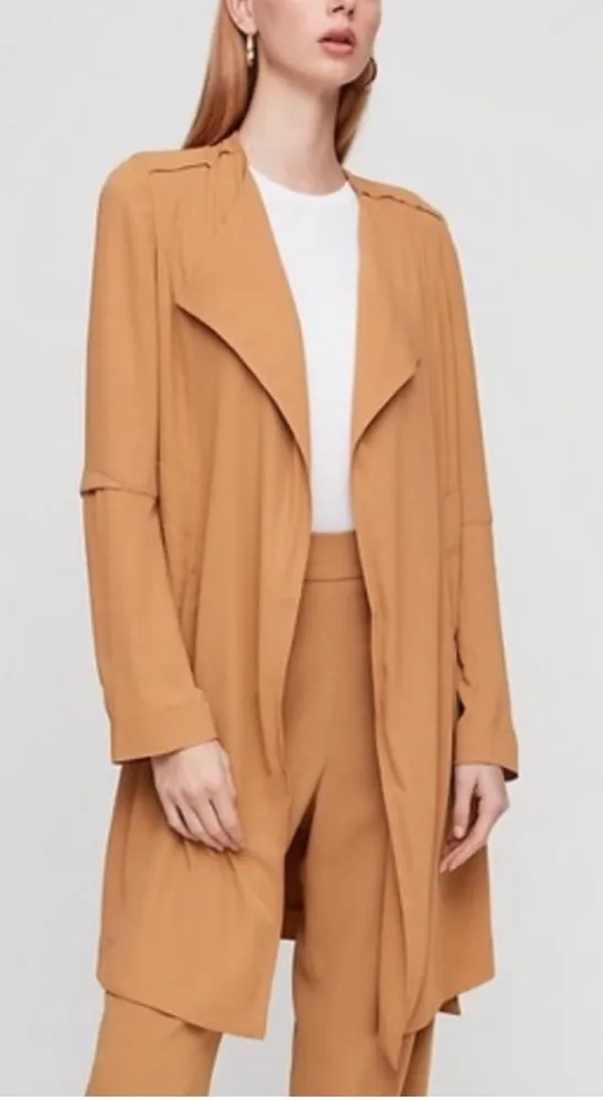 Babaton Aritzia Quincy Small Trench Coat Tan Brown Lightweight Duster Jacket - Image 1