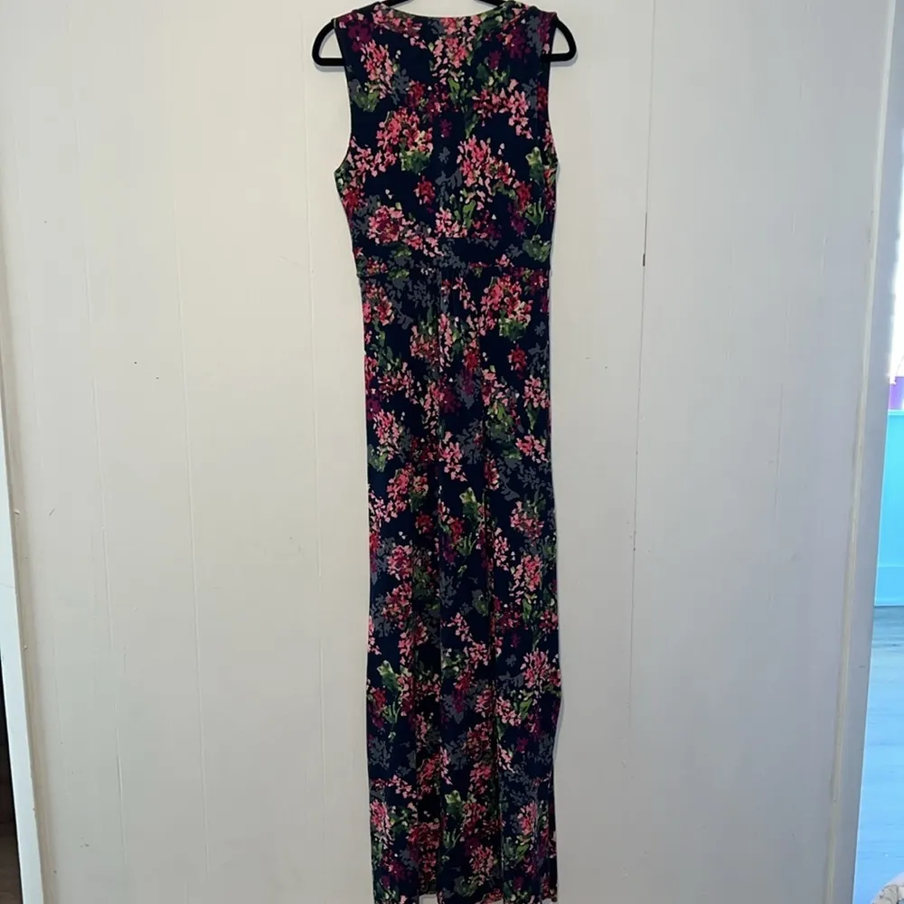 Lands End Sleeveless Maxi Dress With Side Slits V-neck Z24 - Image 2