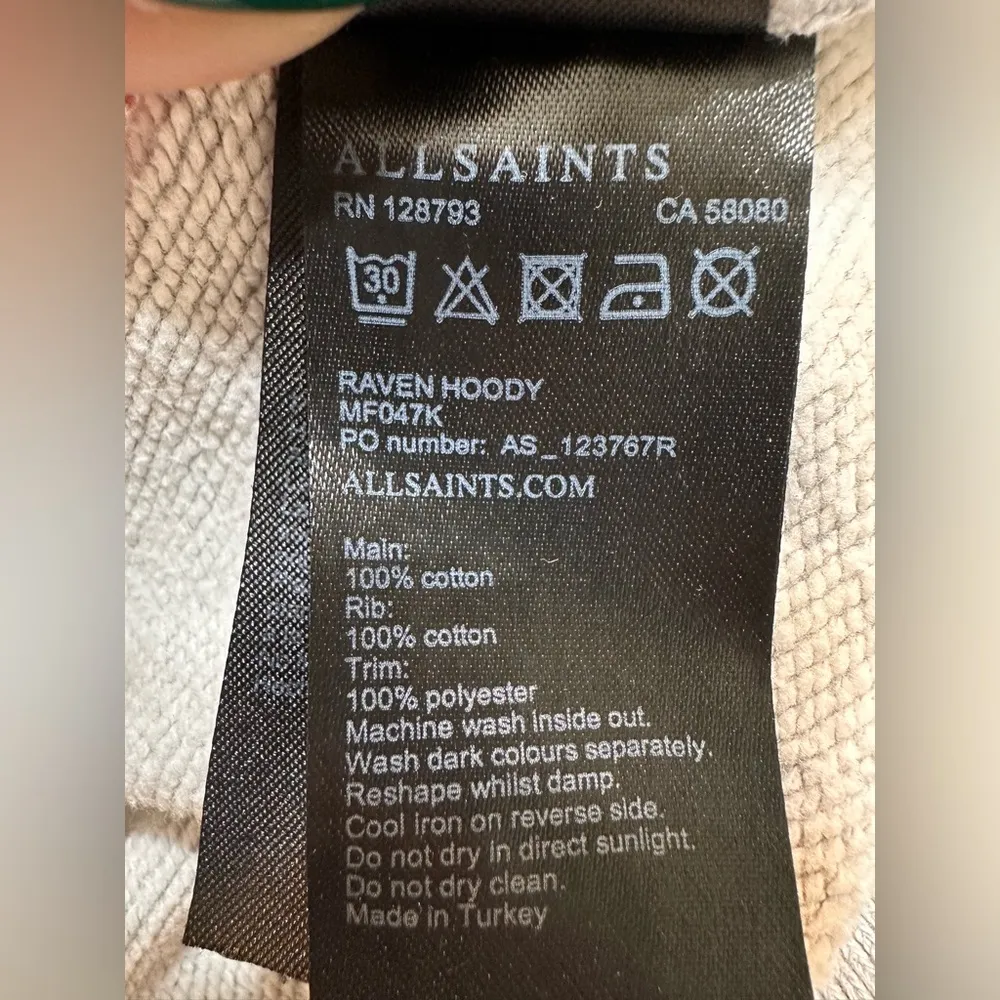 All Saints Raven Gray Zip Up Ramskull Hoodie - Image 8