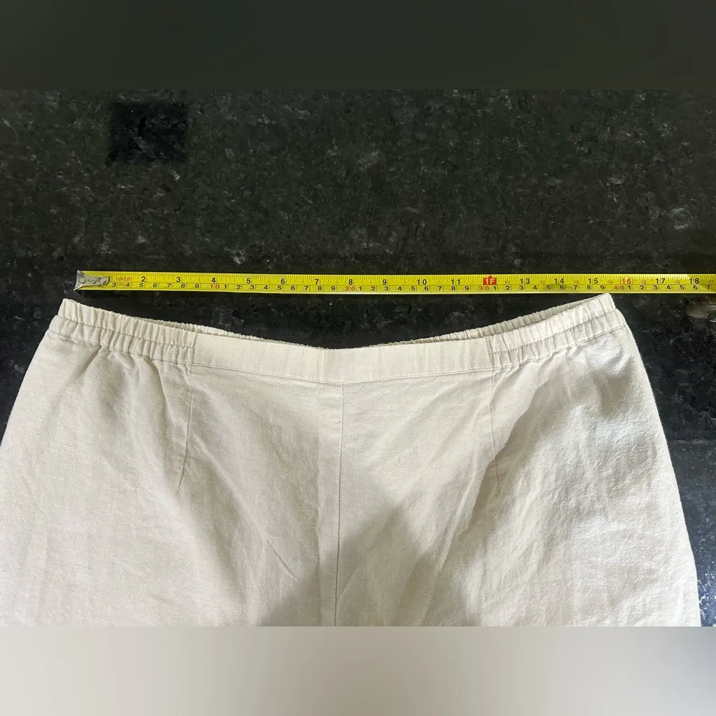 Coldwater Creek Cream Linen Blend Pull On Pants w Pockets Elastic Waist Sz L - Image 5