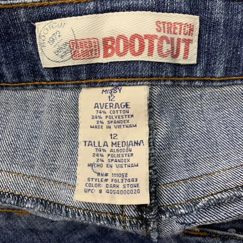 Vintage Faded Glory Denim Jeans 12 Blue Cropped Mid Rise 5 Pocket Button Zip - Image 6