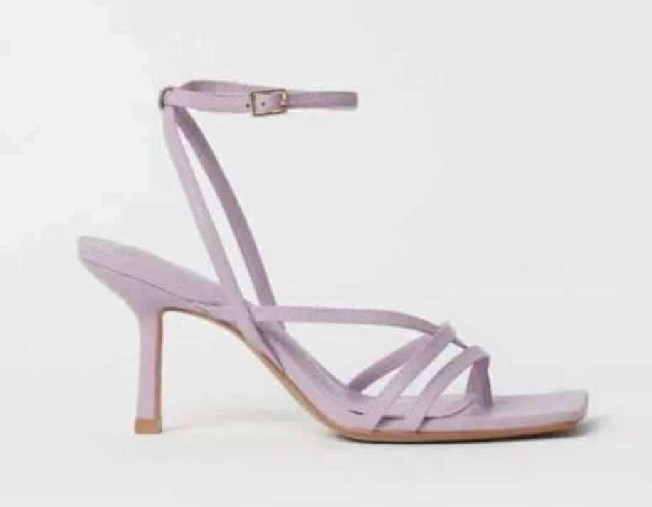 H&M Light Purple Square Toe Heel Sandals Size 8  - Image 2