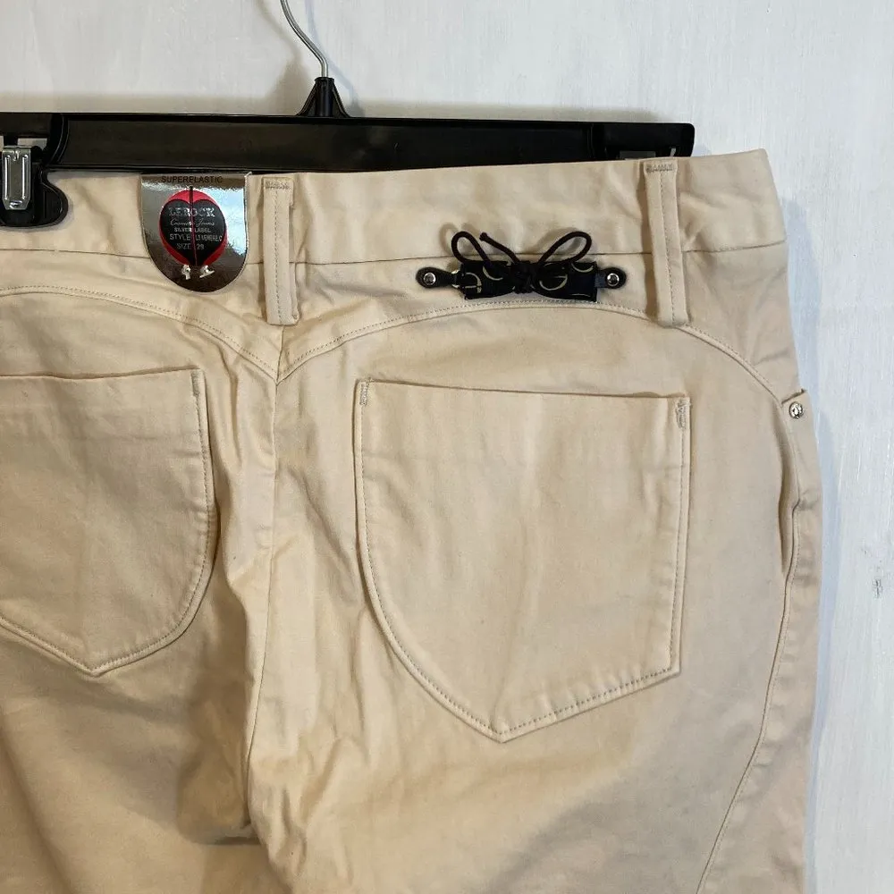 LeRock women's size 29 silver plated accessory skinny apple fit soft chino 31x32 Tan - Image 8