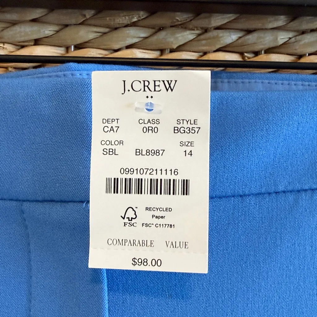 NWT J Crew Kelsey Cropped Stretch Flare Blue HighRise Woven Career Dress Pant 14 - Image 2