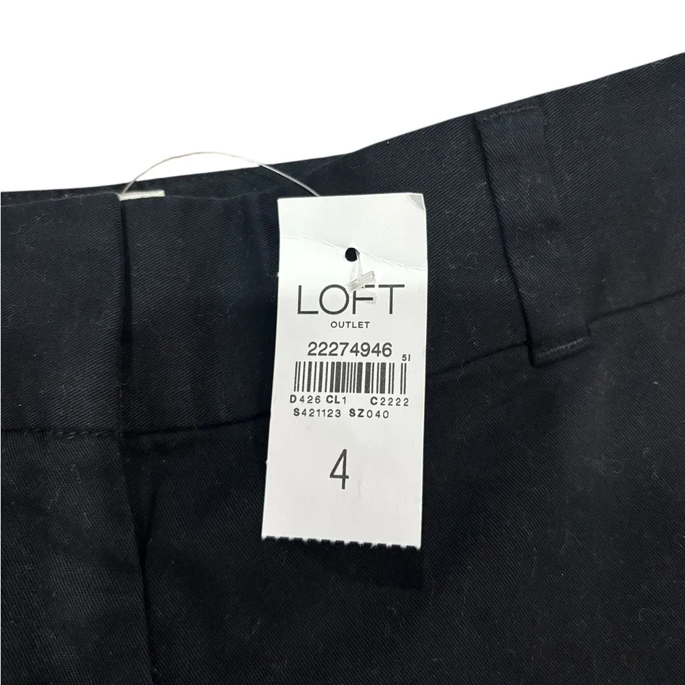 NEW LOFT Black Chino Cotton 4" Inseam Classic Shorts Sz 4 - Image 3