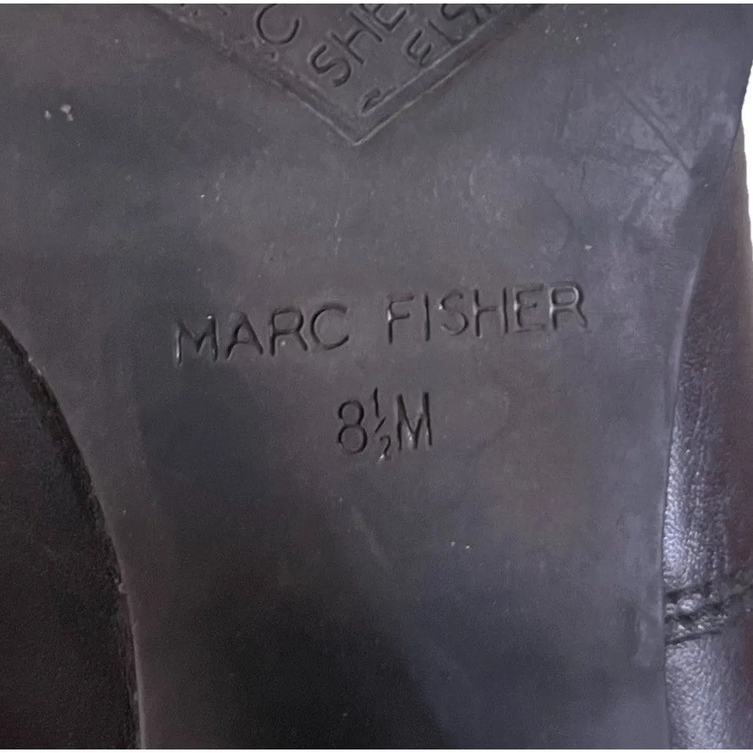 Marc Fisher Mid Heel Black Leather Booties Women's Size 8.5 Excellent UC - Image 5