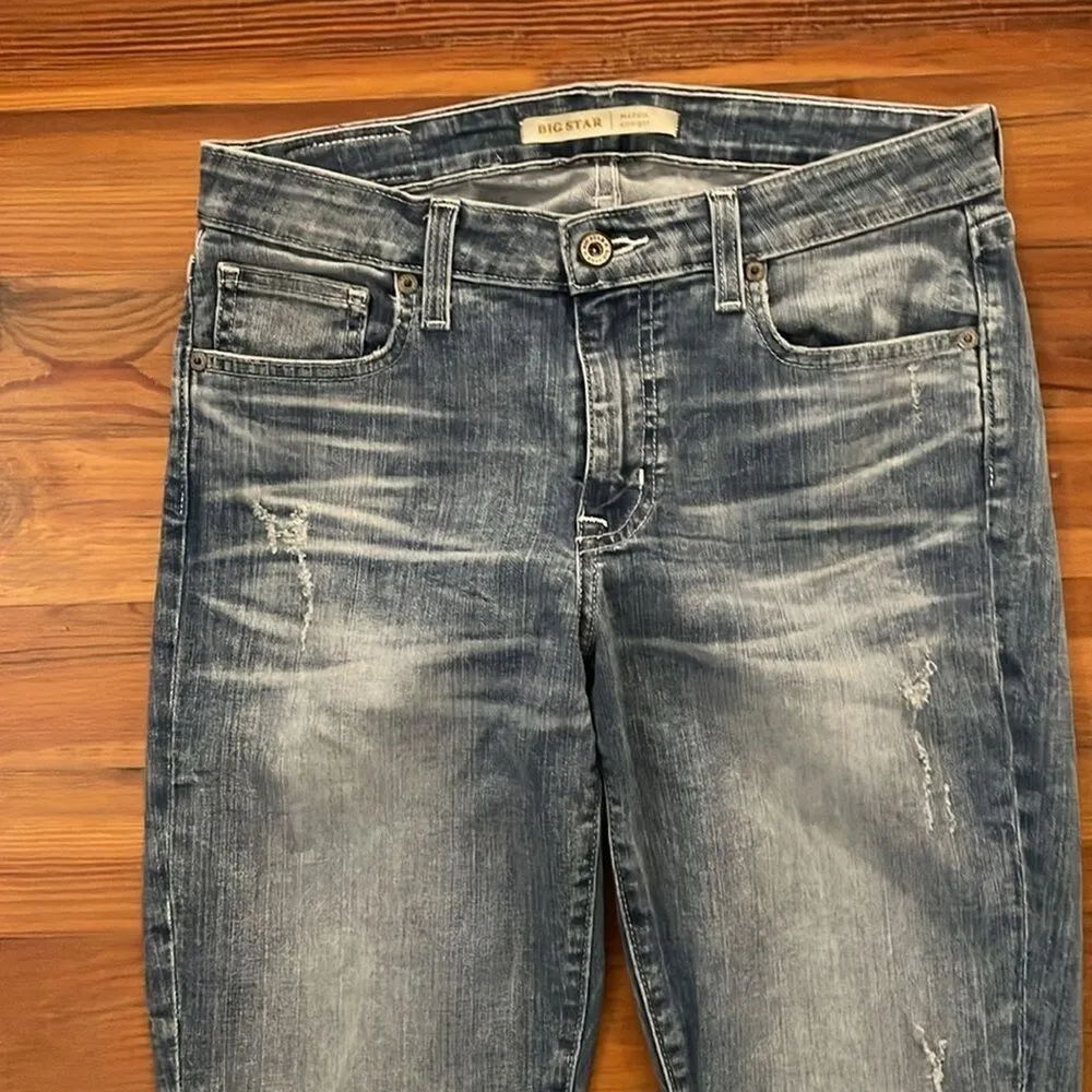 Big Star Maddie Straight Denim Blue Jeans Womens Size 27R Distressed - Image 11