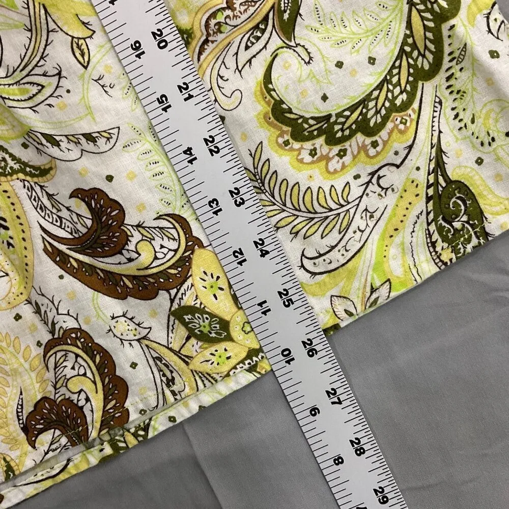 Fenn Wright Manson Linen Sleeveless Paisley Top Large Lime Green Cream & Brown - Image 7