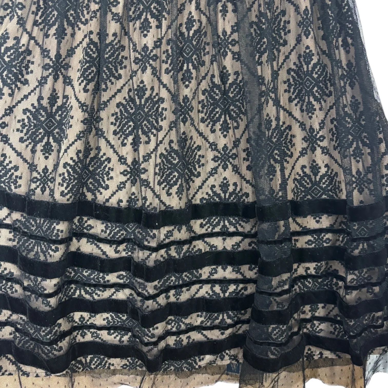 Migaino 1997 Black Lace Sheer Overlay Tulle Dress Velvet Ribbon Sz S Whimsigoth - Image 4