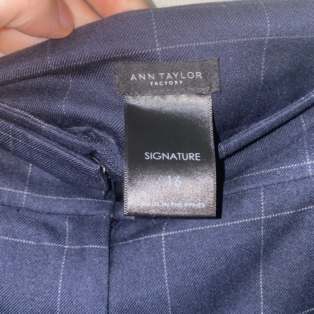 Ann Taylor Factory Signature Windowpane Pattern Wide Leg Work Pants - Image 12