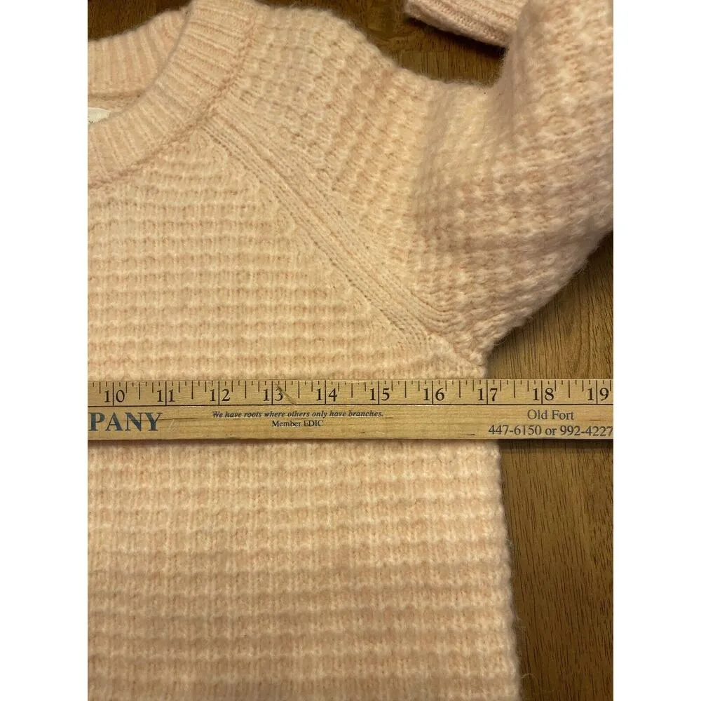 Lou & Grey Alpaca Sweater XS Pink Waffle Knit Longer Length Crewneck Classic - Image 4