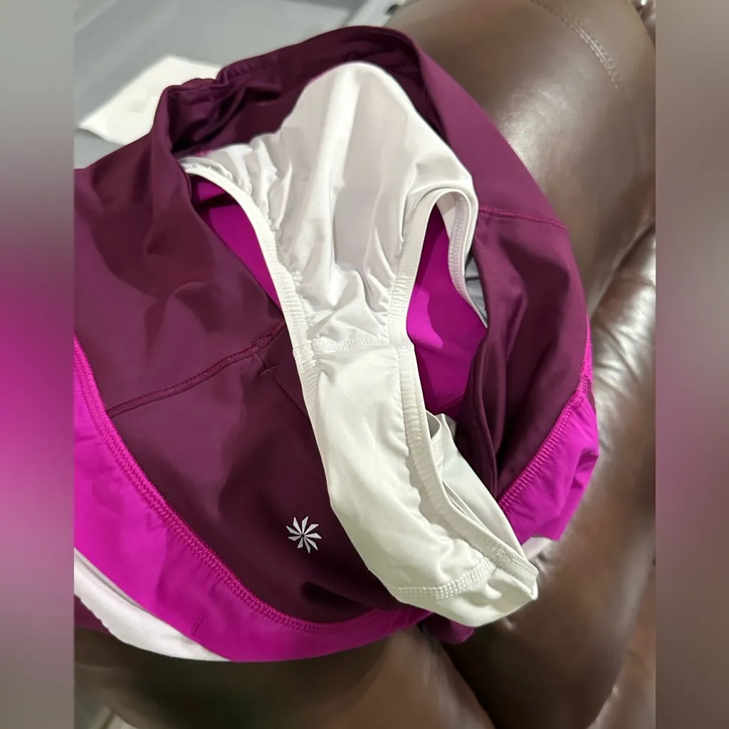 ATHLETA running free color block athletic shorts size Medium lined inside pink - Image 9