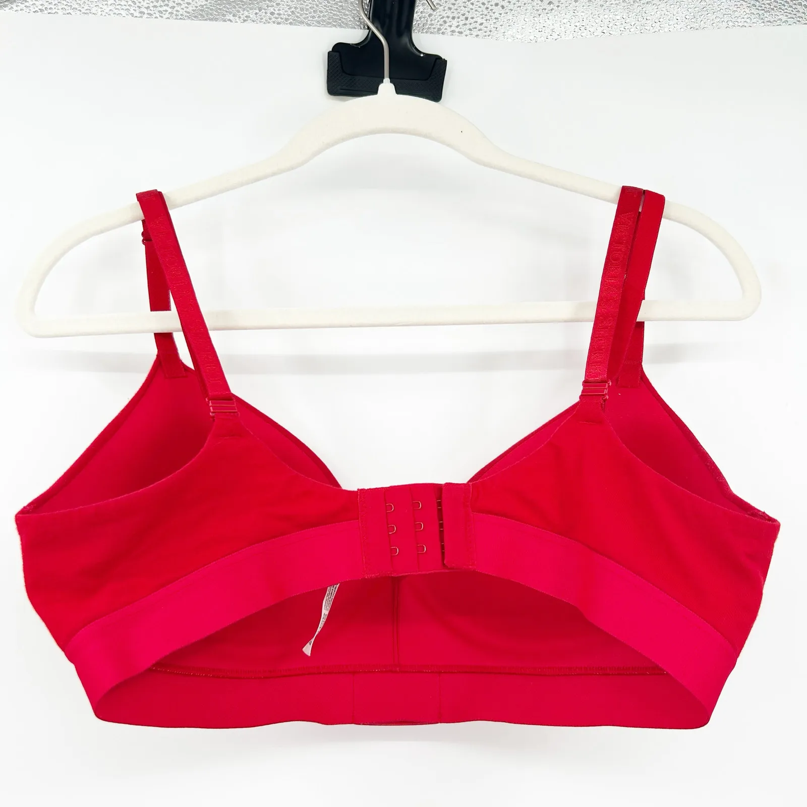 Victorias Secret VS Shine Patch‎ Logo T-Shirt Lightly Lined Wireless Bra 36D Red - Image 7