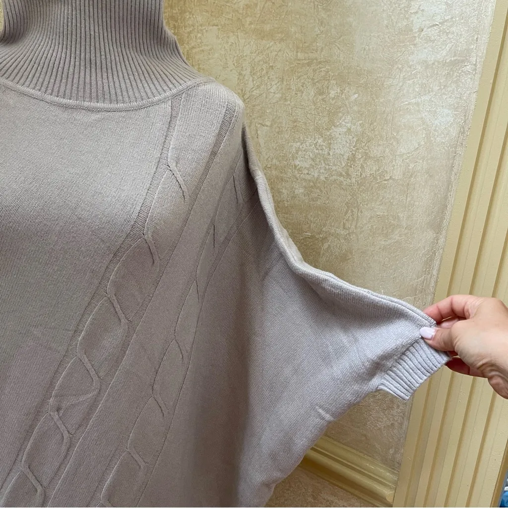 Vertigo Cowl Neck Cable Knit  Tunic Sweater Asymmetric Shape Dress Sz XL beige - Image 4