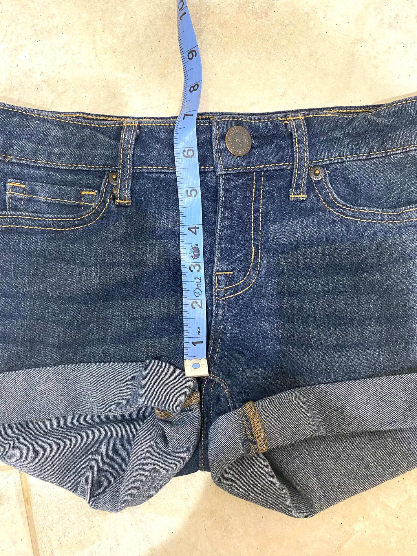 Dark Wash Midi Jean Shorts - Image 7