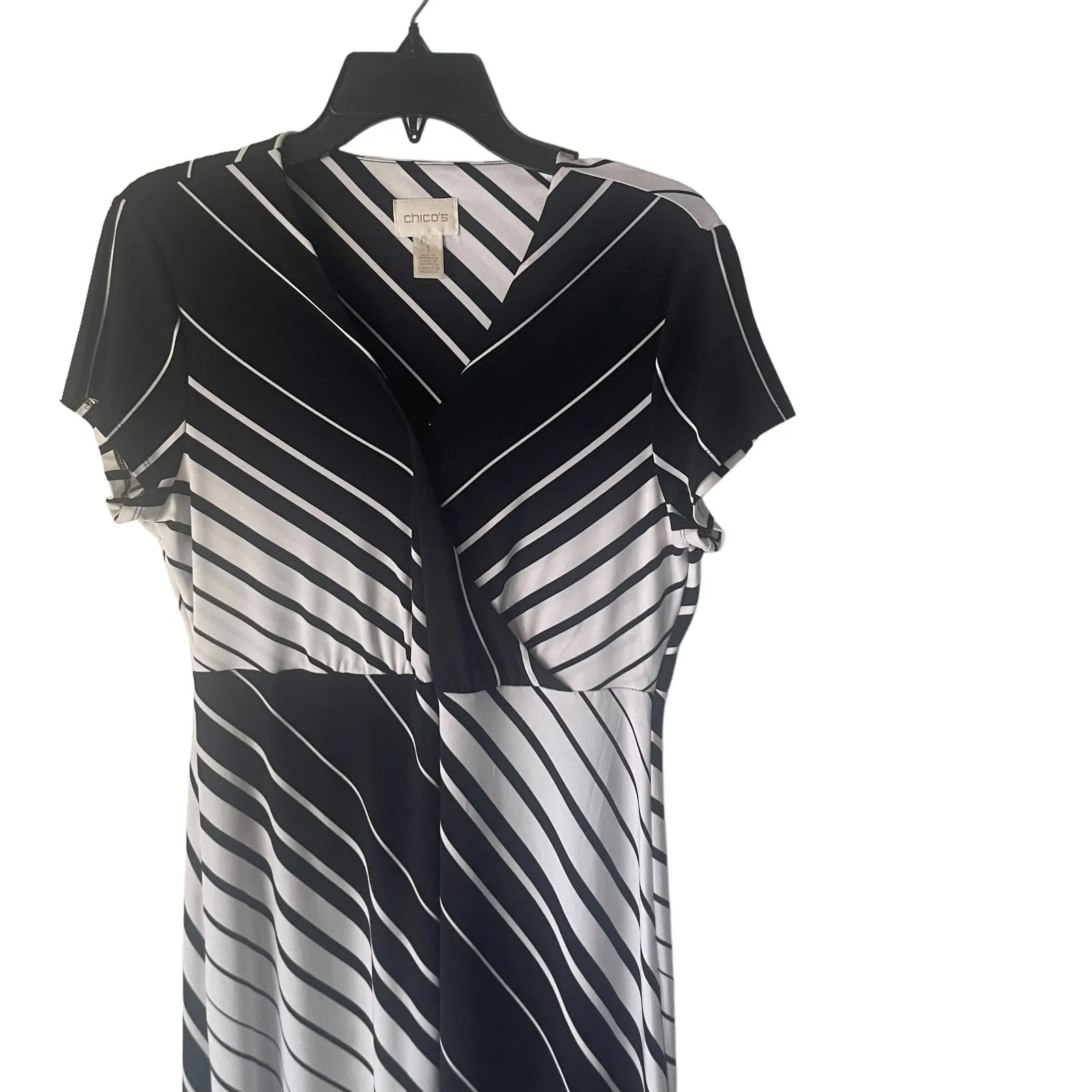 Chico's Women's Size 1 Small Black White Geometric Striped Maxi Dress‎ - Image 2