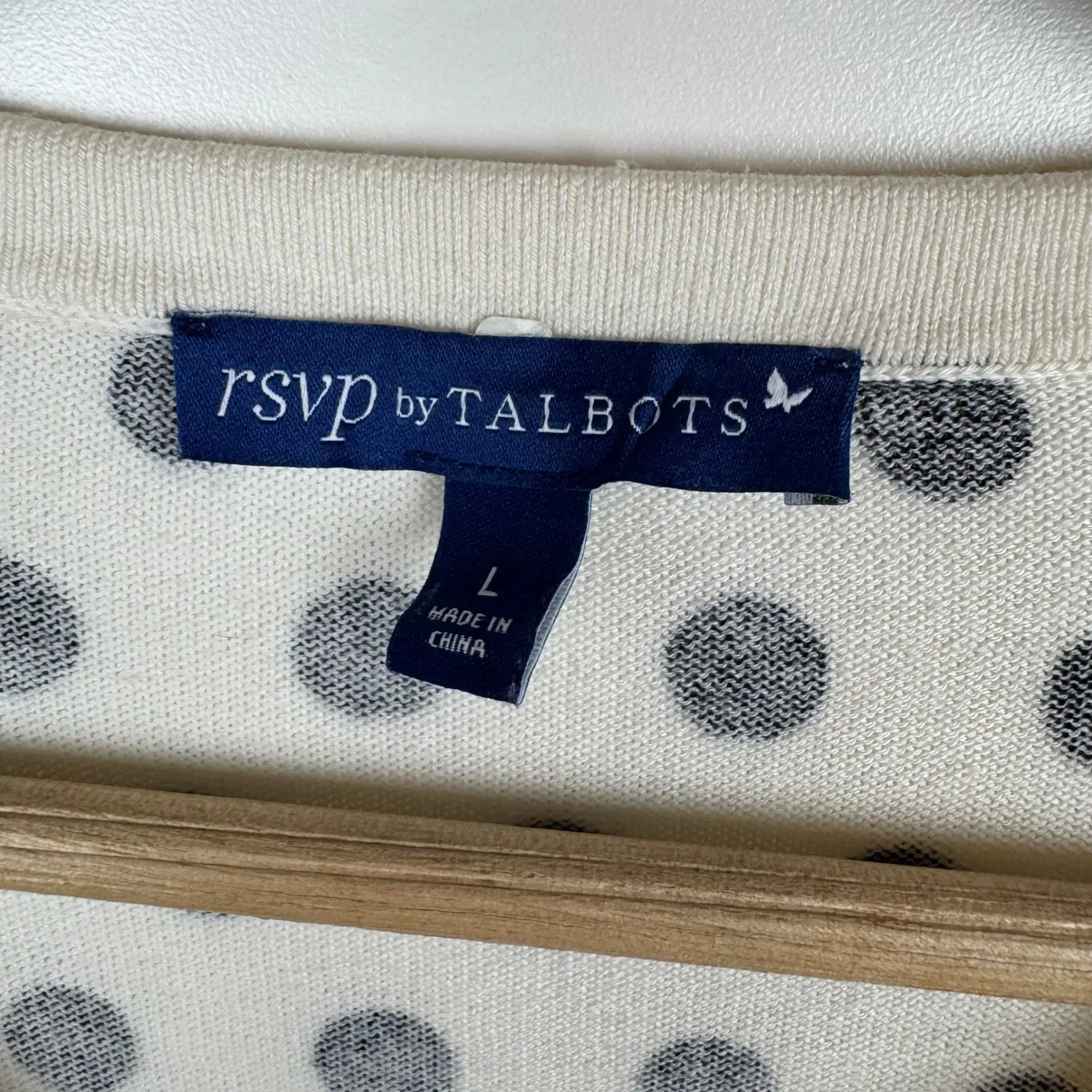 RSVP by Talbots Womens Charming Cardigan Sz Large Polka Dot Floral Embroidered‎ - Image 7